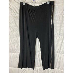 NEW NWT NY  BLACK STRETCH DRESS PANTS SILVER STRIPE WOMENS PETITE‎ PLUS 3X SHORT